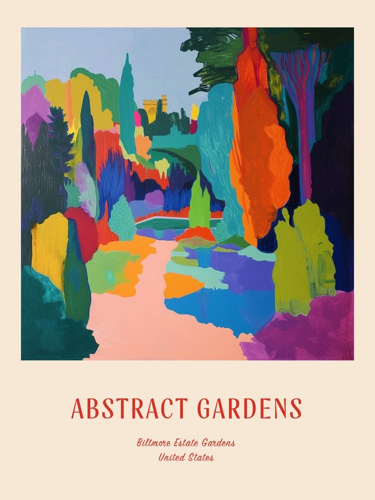 Colourful Gardens Biltmore Estate Gardens Usa 3 Red Poster