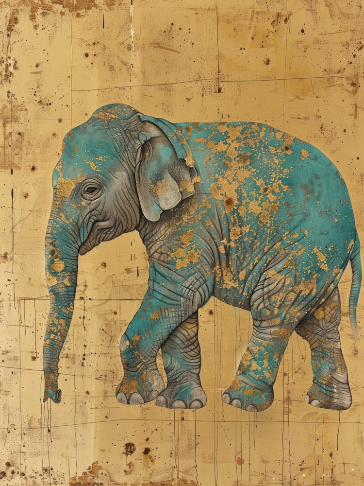 Baby Elephant Gold Effect Collage 2