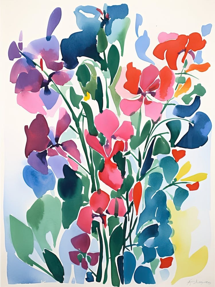 Sweet Pea Flower Illustration 2