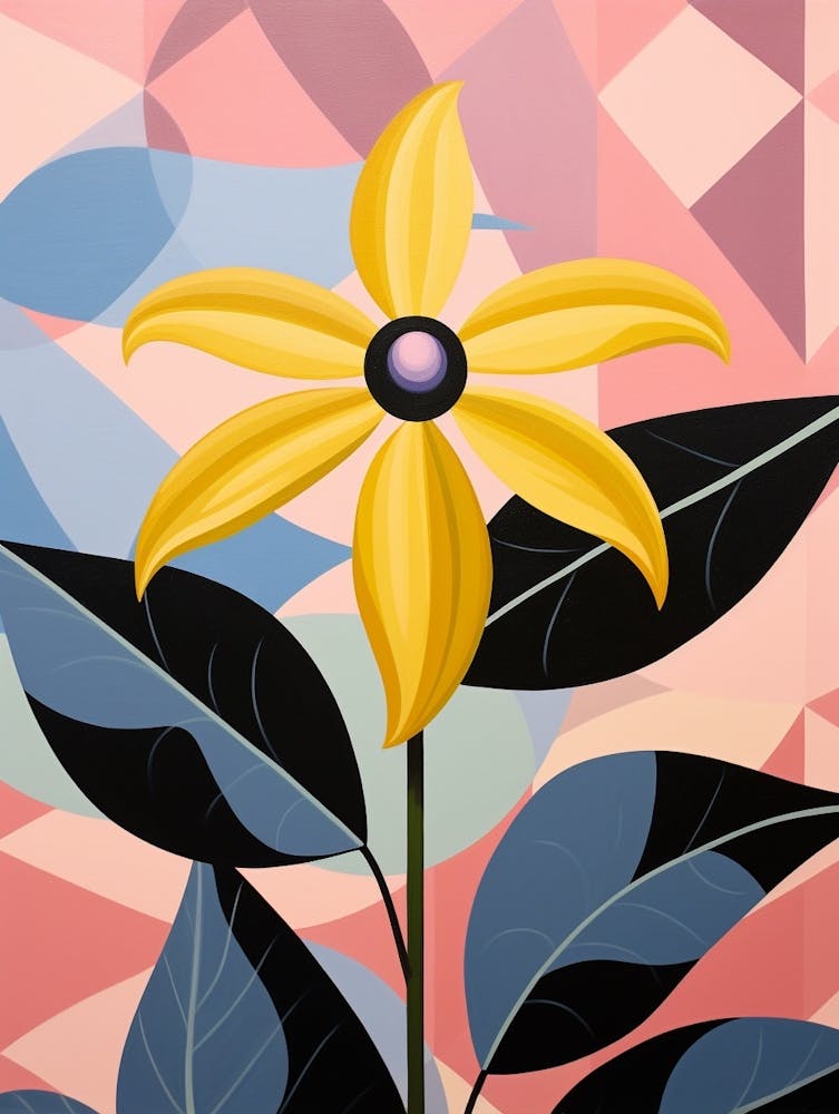 Black Eyed Susan 3 Hilma Af Klint Inspired Pastel Flower Painting