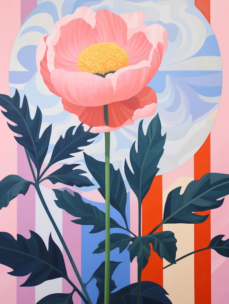 Peony 3 Hilma Af Klint Inspired Pastel Flower Painting