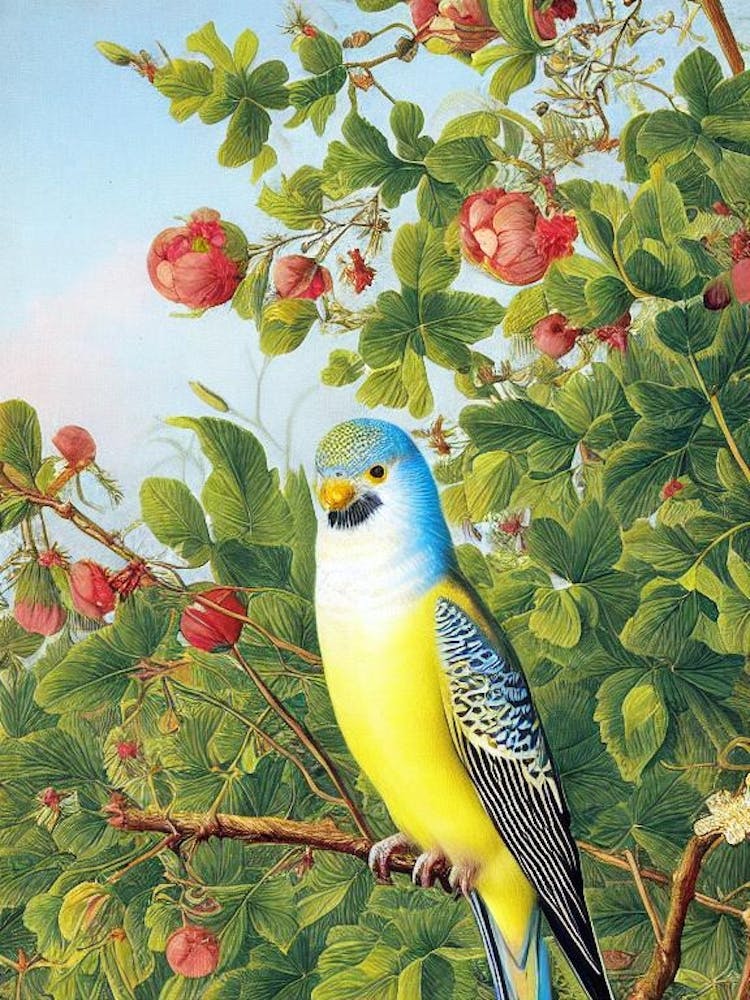 Budgerigar Haeckel Style Vintage Illustration Bird