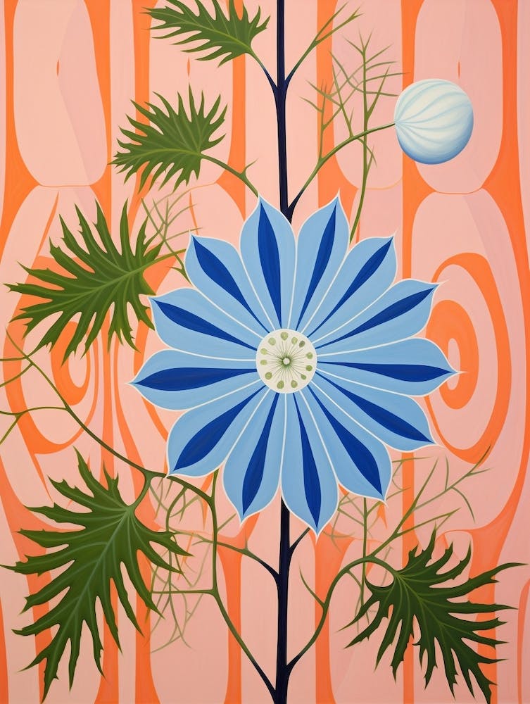 Love In A Mist Nigella 1 Hilma Af Klint Inspired Pastel Flower Painting