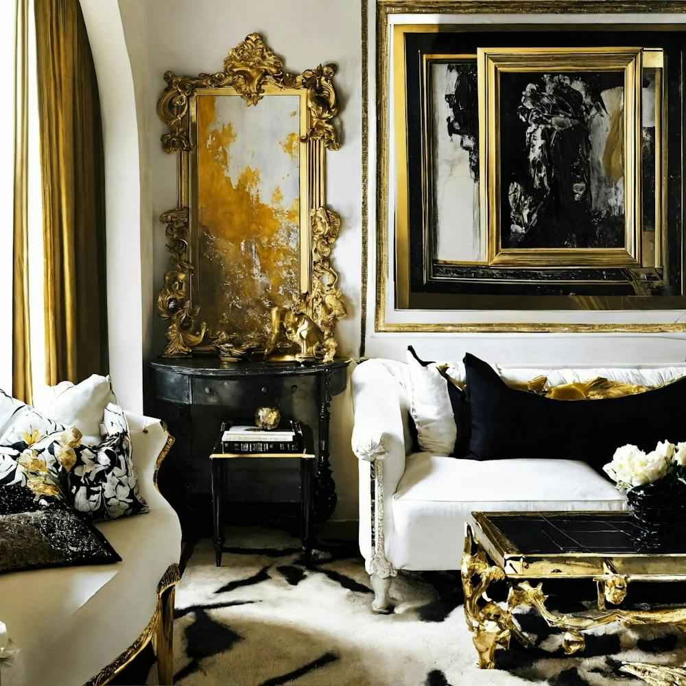 Gold And Black Living Room 1