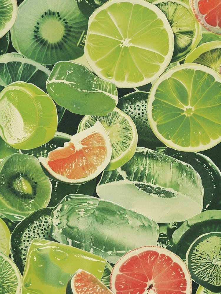 Green Fruity Jelly Retro Collage 1