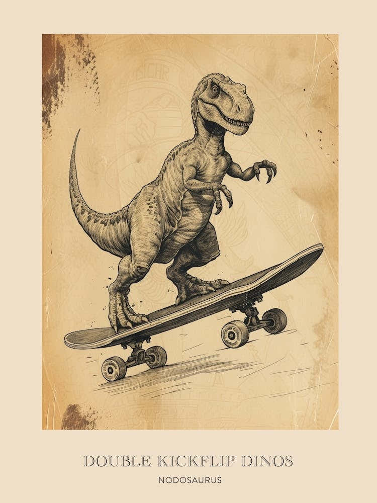 Nodosaurus Vintage Dinosaur Poster 2