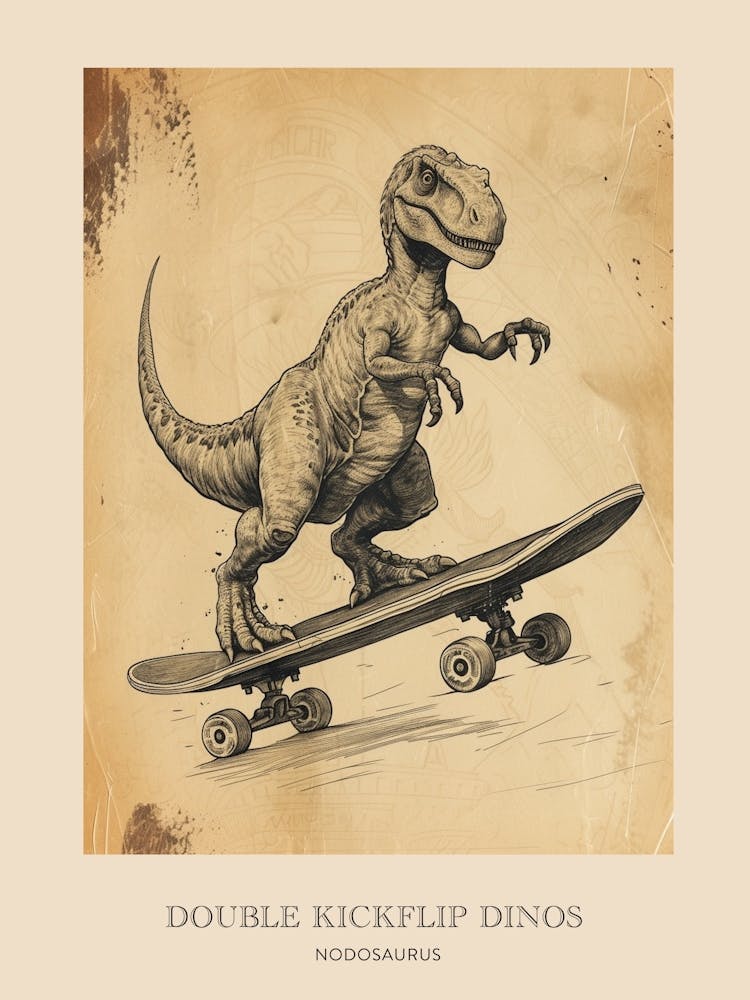 Nodosaurus Vintage Dinosaur Poster 2