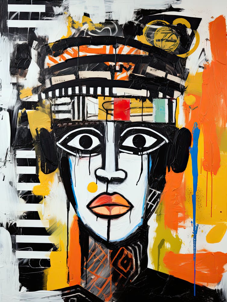 African portrait Basquiat style