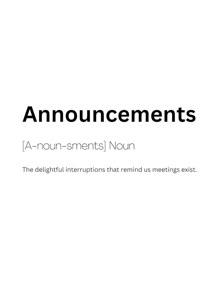 Announcements Definition Meaning 1