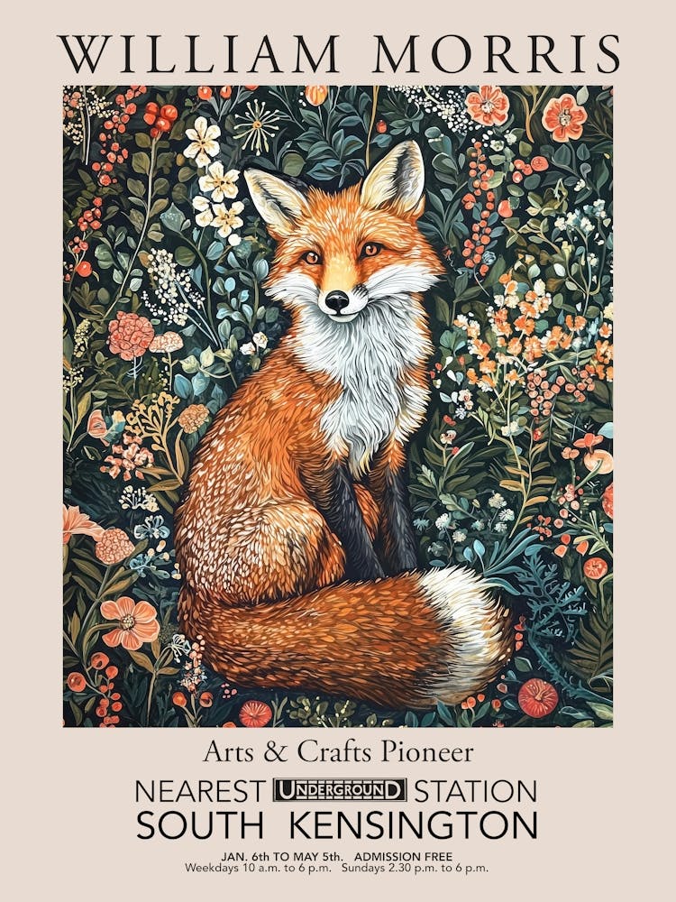 William Morris Drucke Fuchs Wildblumen Weihnachtsgeschenk Winter Vintage