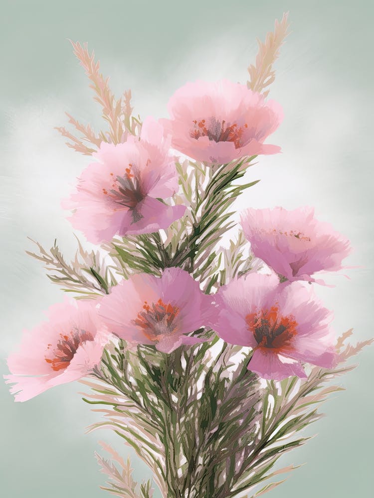 Heather Flowers Acrylic Painting In Pastel Colours 1