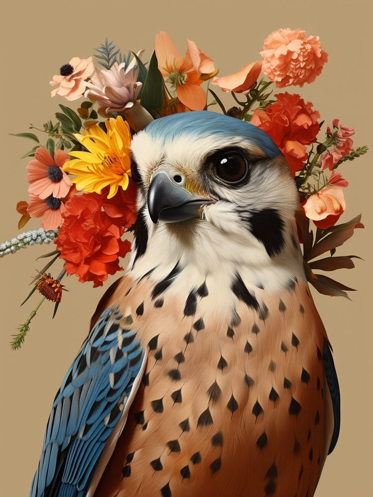 Bird With A Flower Crown American Kestrel 4