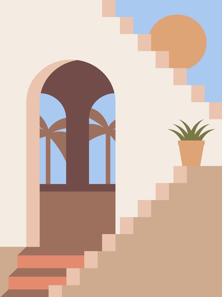 Stairway To Heaven. Boho travel art. Egypt poster — boho travel poster