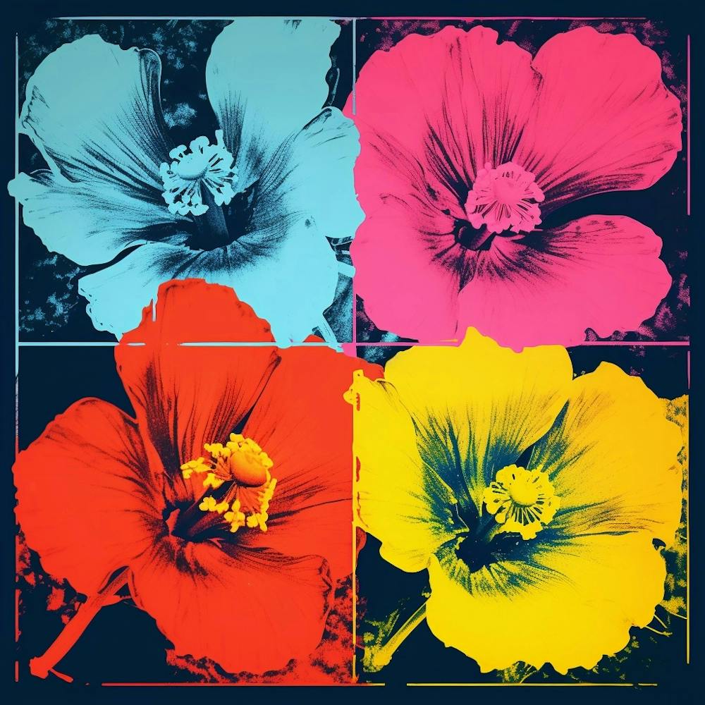 Andy Warhol Style Pop Art Flowers Veronica Flower 2 Square