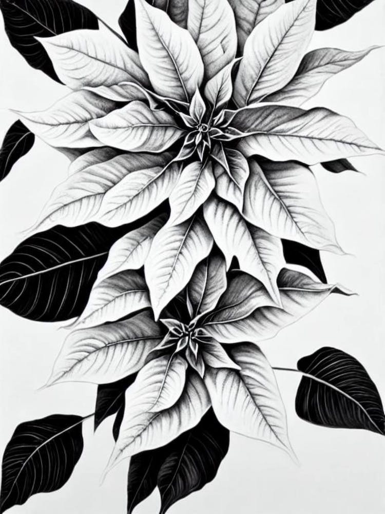 Poinsettia B&W Pencil 2 Flower