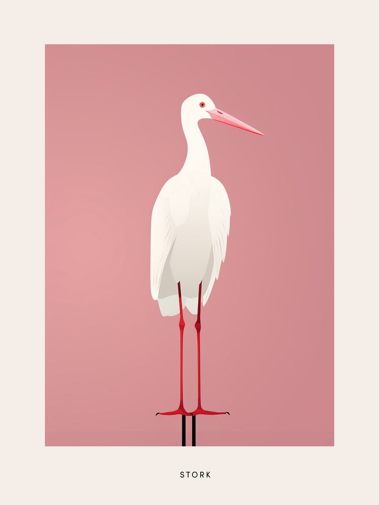 Minimalist Stork 2 Bird Poster
