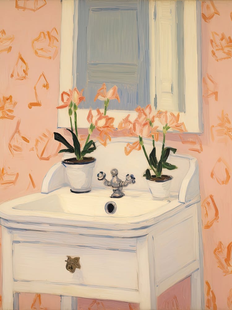 Bathroom Vanity Painting With A Freesia Bouquet 3