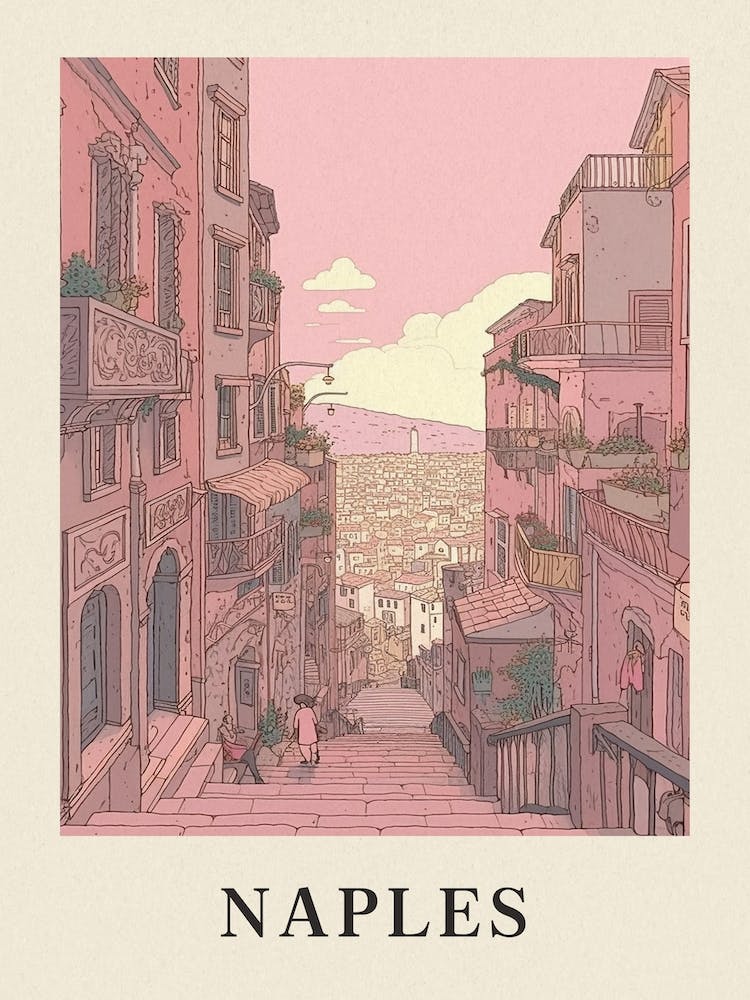 Naples Vintage Pink Italy Poster
