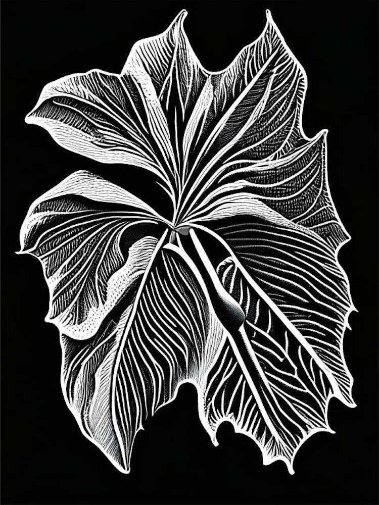 Sweet Violet Leaf Linocut