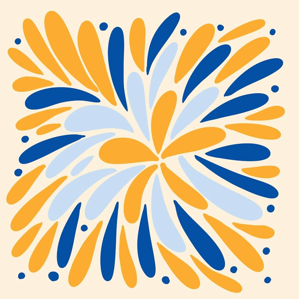 Floral Burst yellow and blue