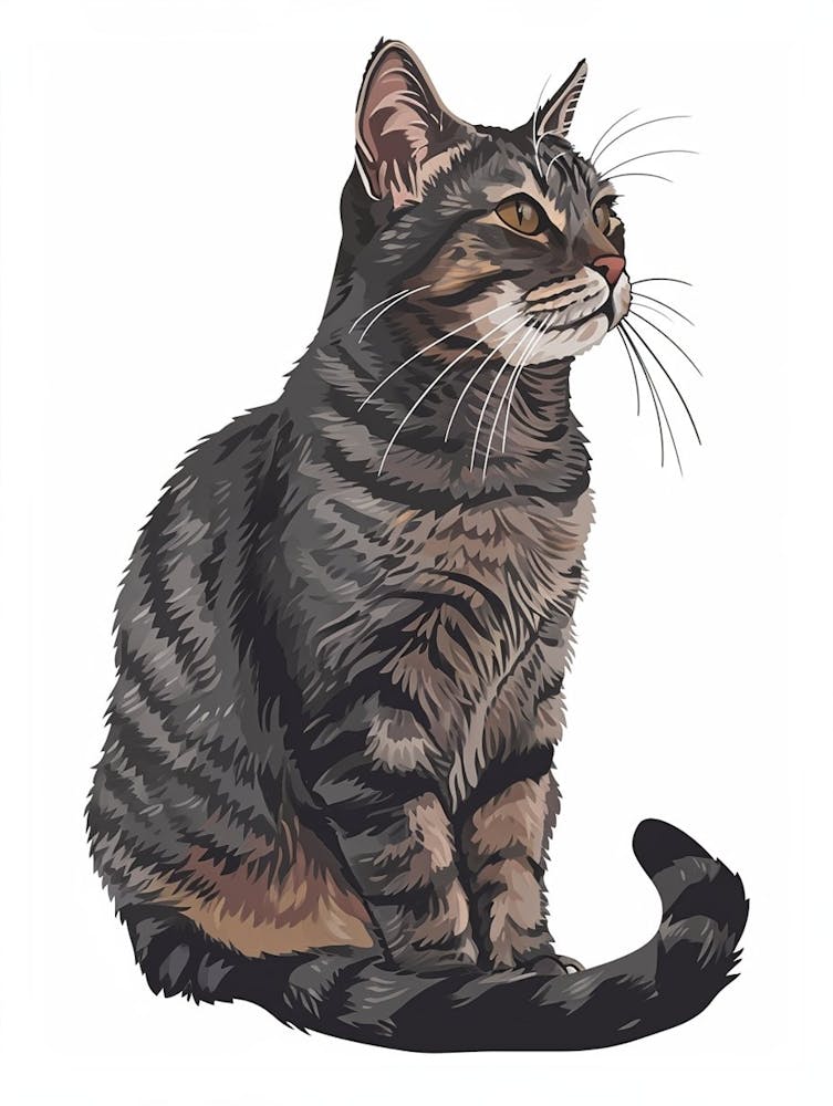American Wirehair Cat Clipart Illustration 1
