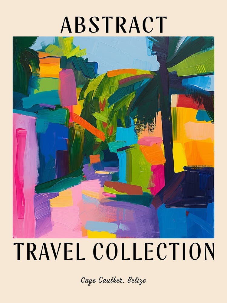 Abstract Travel Collection Poster Caye Caulker Belize 2