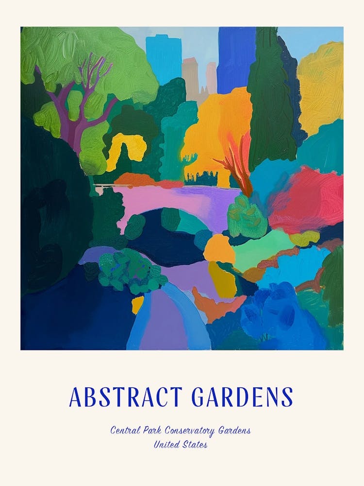 Colourful Gardens Central Park Conservatory Gardens Usa 3 Blue Poster