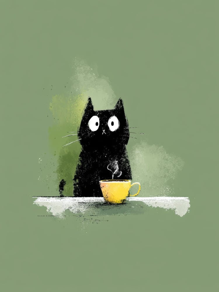 Cat With A Cup Of Tea
