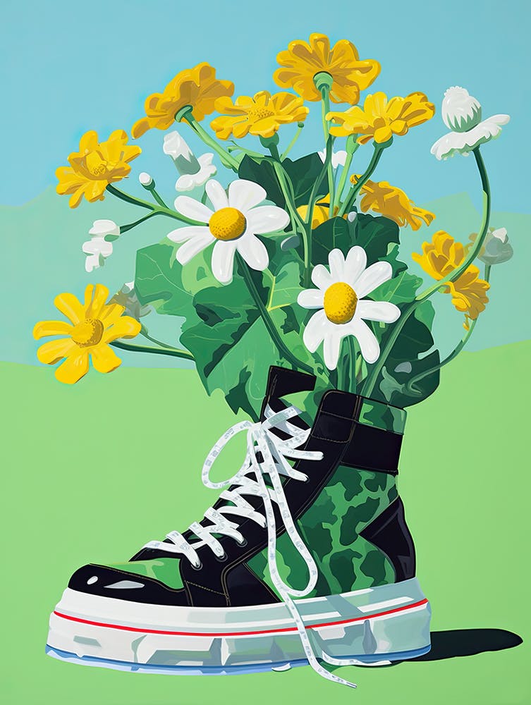 Floral Fusion: Blooms on Trendy Sneakers
