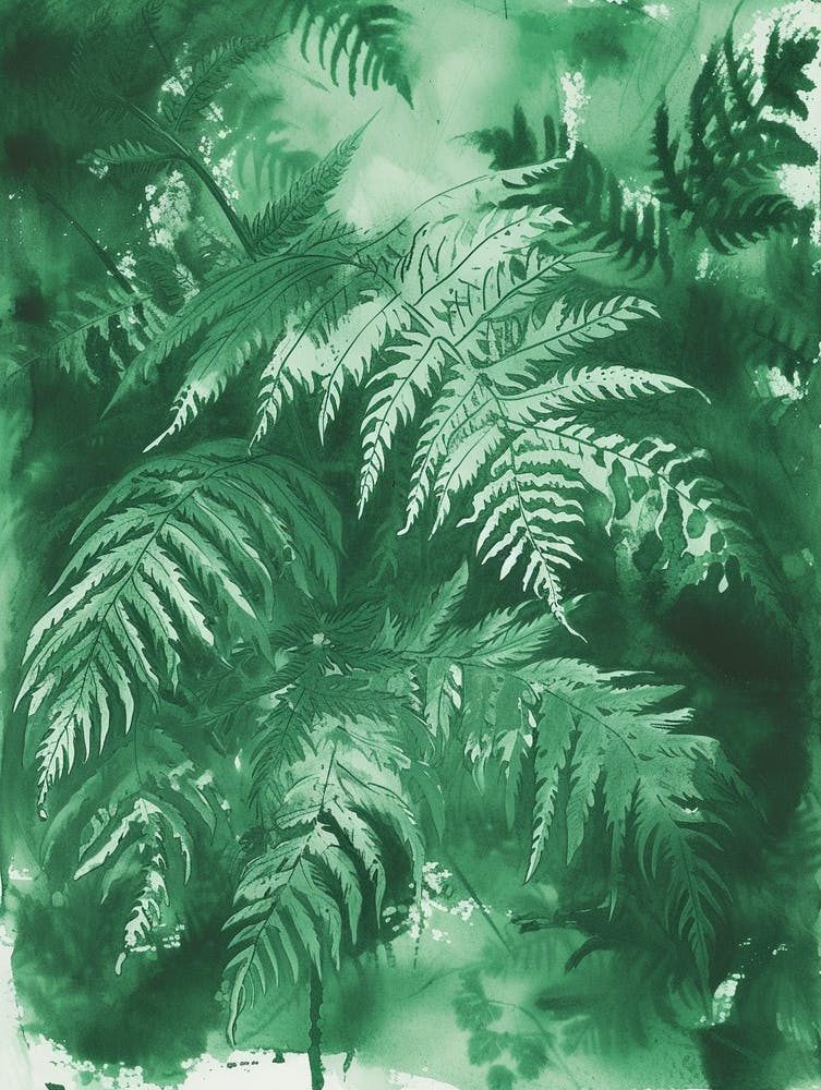 Green Ink Painting Of A Australian Tree Fern 4