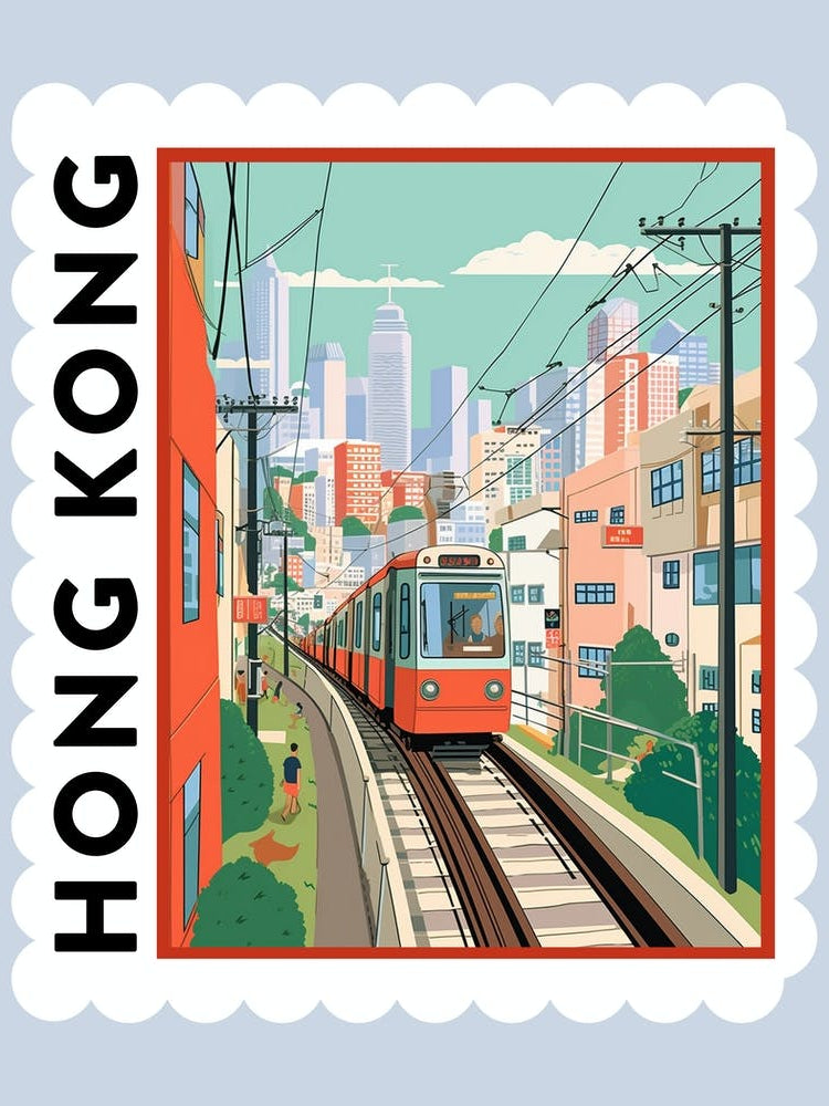 Hong Kong 2 Travel Stamp Poster