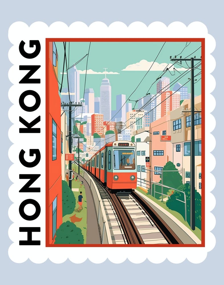 Hong Kong 2 Travel Stamp Poster