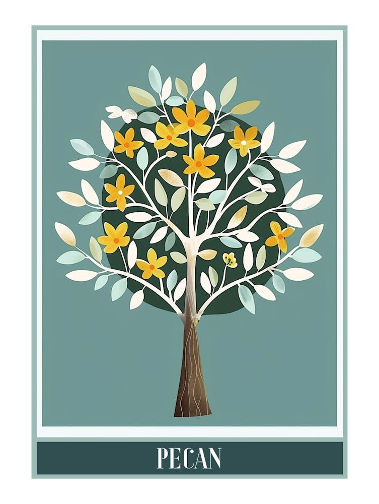 Pecan Tree Flat Illustration 5 Poster