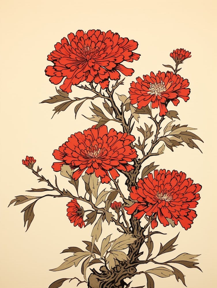 Omurasaki Japanese Aster 2 Vintage Japanese Botanical