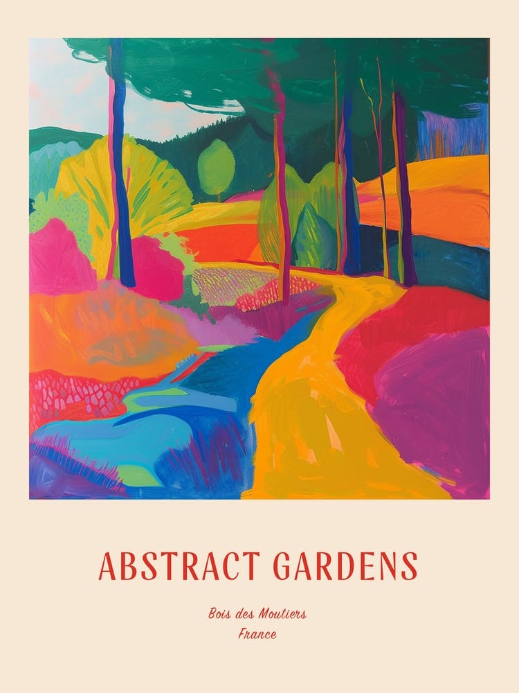 Colourful Gardens Bois Des Moutiers France 1 Red Poster