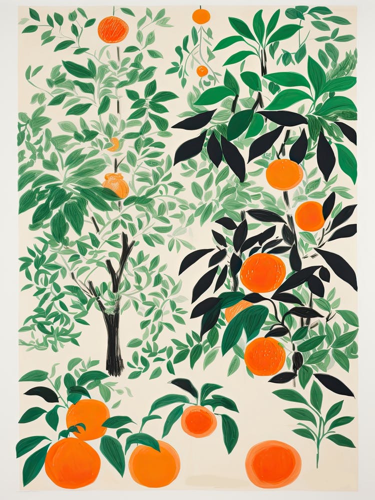 Tangerine Fruit Drawing 2