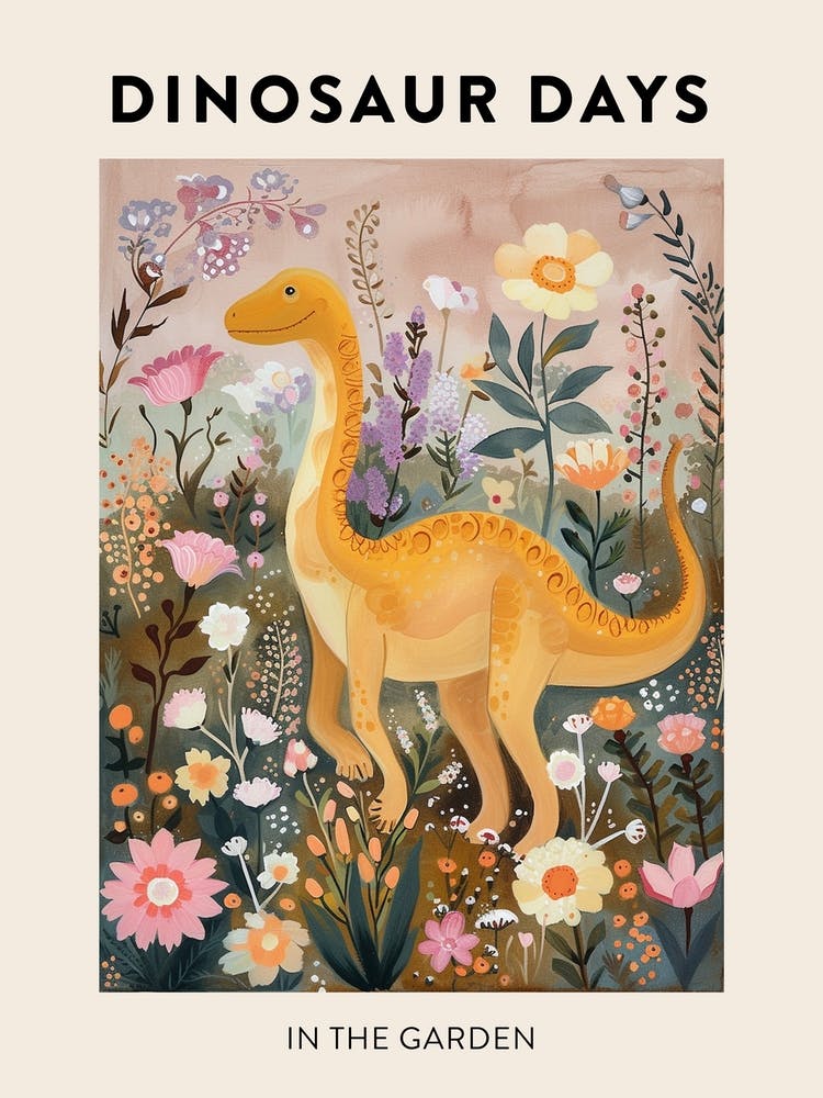 Dinosaur In The Garden Poster 2