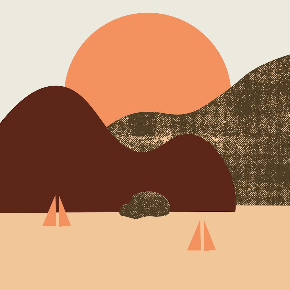  A Sunset Hues the Mountain Landscape