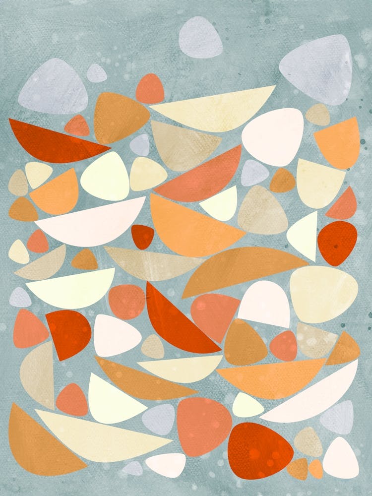 Sea Bed Abstract Orange Cream Peach Sea Foam Green