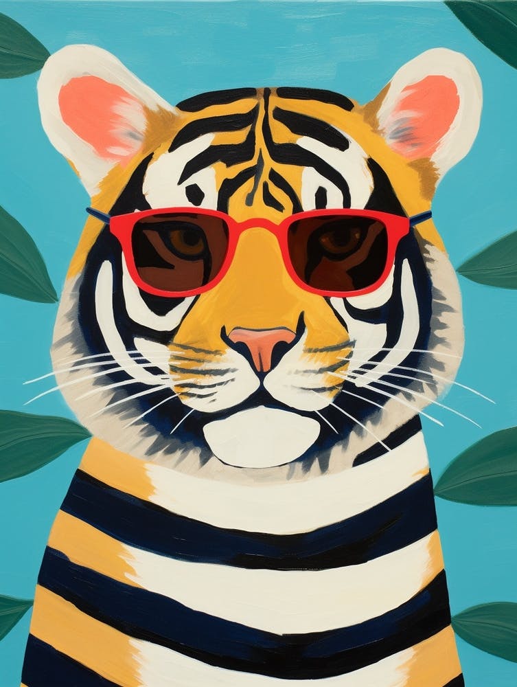 Little Bengal Tiger Wearing Sunglasses