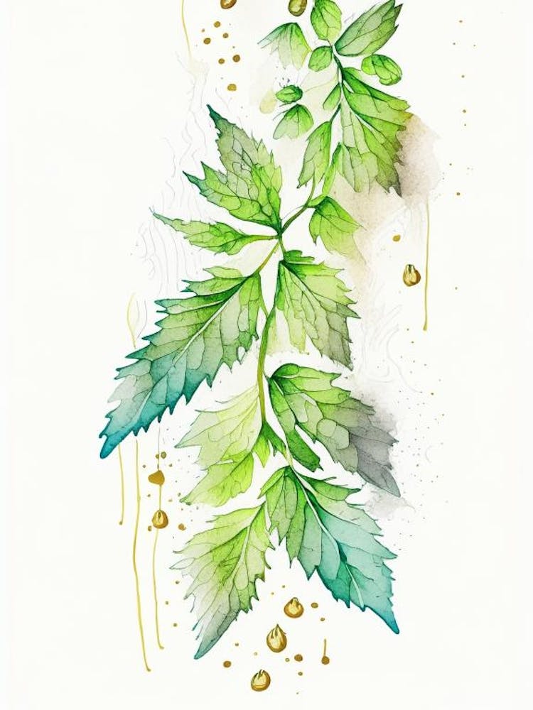 Hops Herb Minimalist Watercolour