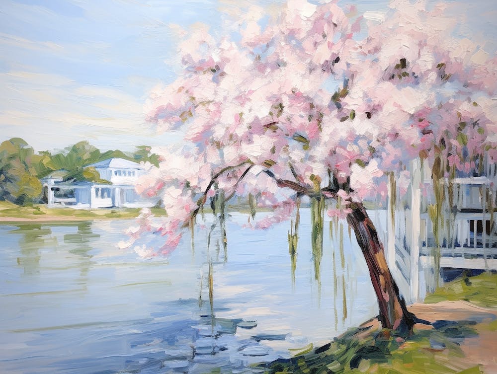 Cherry Blossoms By The Water