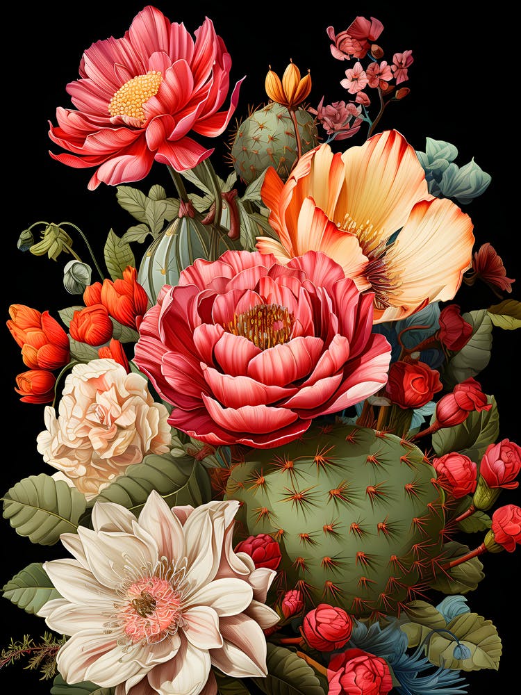 Blooming Desert Beauty Colorful Cactus