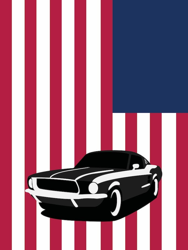 Mustang America Flag