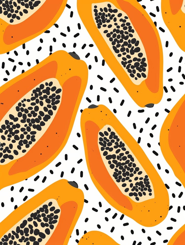 Seamless Pattern With Papaya
