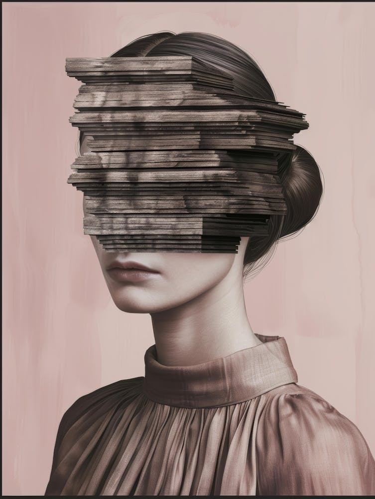 Woman With Her Head Covered With Books