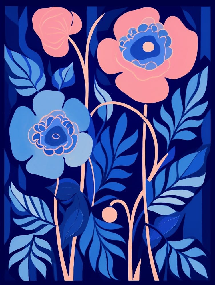 Blue Flower Illustration Peony 3