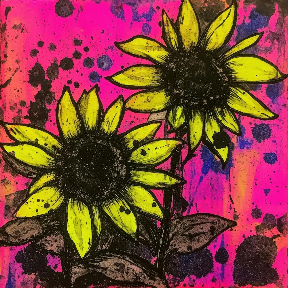 Sunflowers On Pink