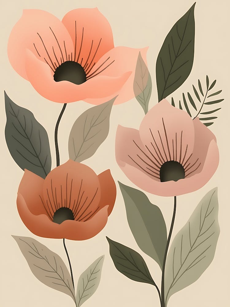 Minimalist Neutral Flower Illustration