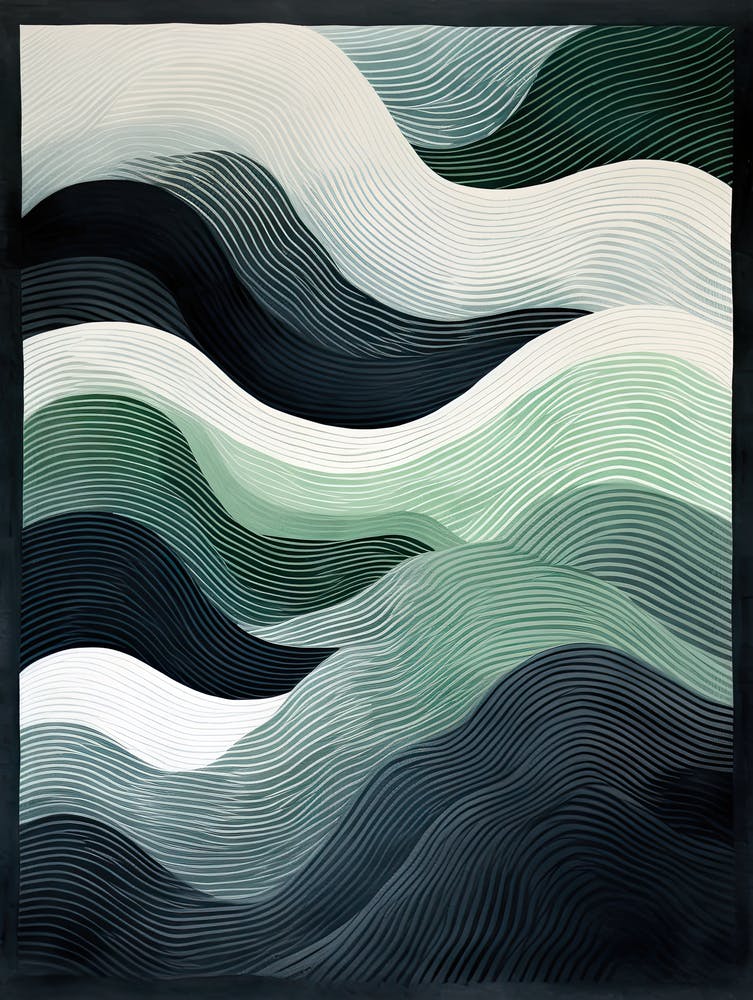 Whispering Waters; Abstract Vintage Risograph